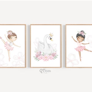 Ballerina Nursery Prints, Swan Girl Nursery Printable Wall Art, Baby Girl Room Decor, Pink Floral Swan Princess Prints, DIGITAL DOWNLOAD image 8