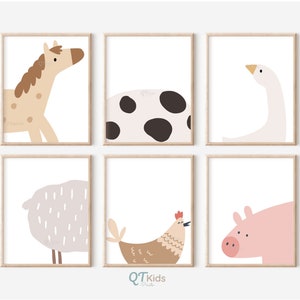 Bauernhof Kinderzimmer Poster, Bauernhof Tiere Druckbare Wandkunst, Spielzimmer Bauernhof Dekor, Kinderzimmer Bauernhof Dekor, Minimalistische Kinderzimmer Dekoration, DIGITALER DOWNLOAD