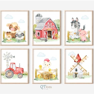 Farm Animal Prints, Farm Nursery Printable Wall Art, Farm Playroom Decor, Barn Yard Animals Prints, Kids Room wall Art, DIGITAL DOWNLOAD