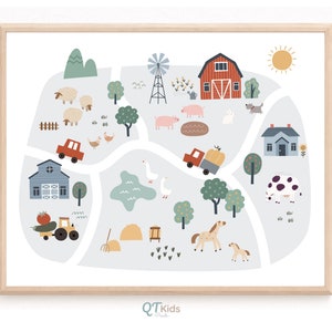 Impression de pépinière de ferme, art mural imprimable d’animaux de cour de ferme, décor de ferme de salle de jeux, porcs de vaches de camion de grange, impressions de ferme de chambre d’enfants TÉLÉCHARGEMENT NUMÉRIQUE