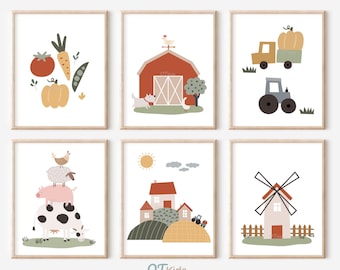 Farm Prints, Farm Animals Kids Room Printable Wall Art, Playroom Farm Decor, Nursery Farm Decor, Minimalist Nursery Decor, DIGITAL DOWNLOAD