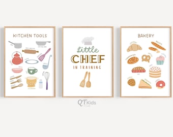 Kids Playroom Wall Art, Kitchen Playroom Decor, Little Chef in Training, Pretend-Play Kitchen Baking Printable Wall Art, DIGITAL DOWNLOAD