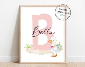 Personalized Farm Nursery Print, Pink Flowers Poster, Girl Name Barn Yard Playroom decor, Nursery Wall Art, Farm Animals DIGITAL DOWNLOAD