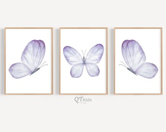 Butterfly Wall Art, Girl Nursery Printable Wall Art, Kids Room Wall Art, Girl Room Art Prints, Purple Butterfly Printable DIGITAL DOWNLOAD