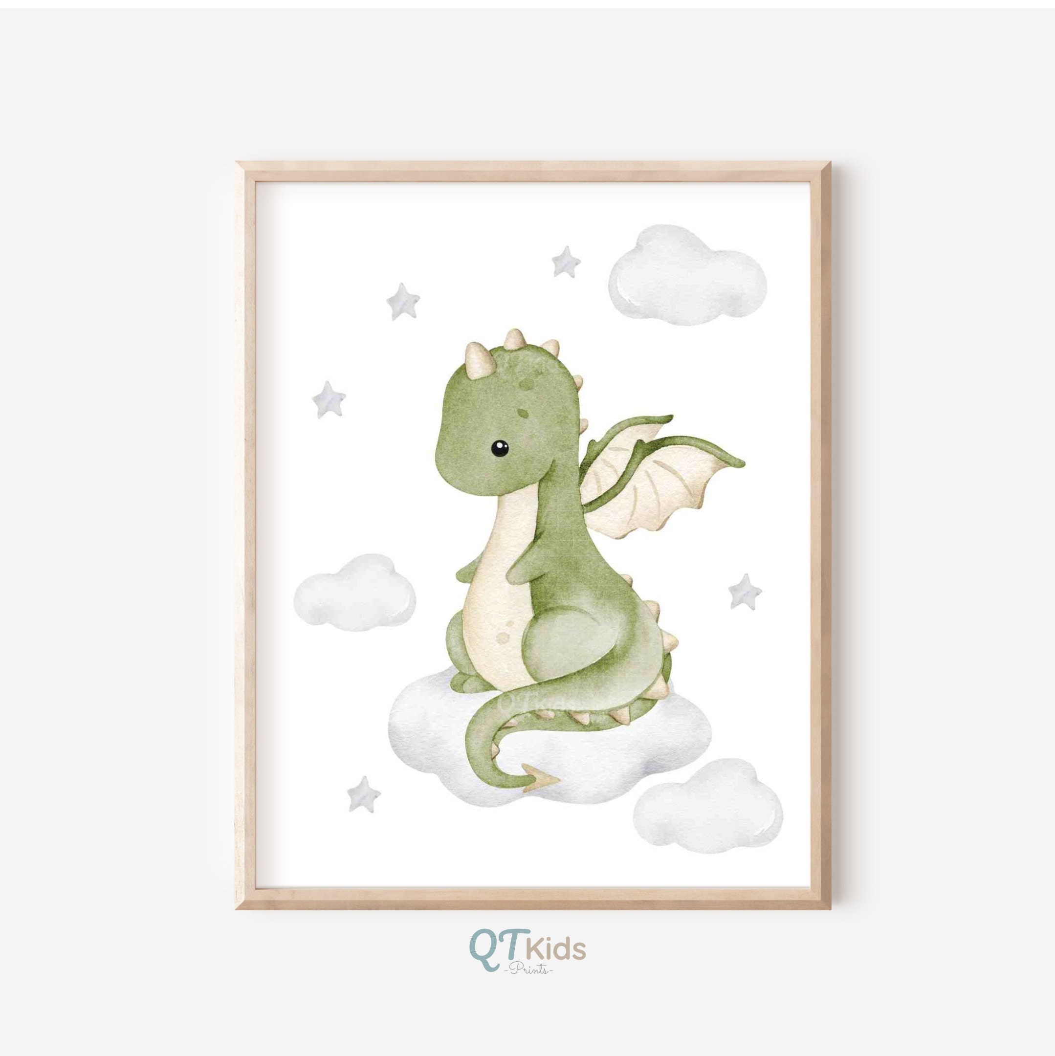 Personalized Dragon Nursery Prints, Custom Boy Name Wall Art, Dragon ...