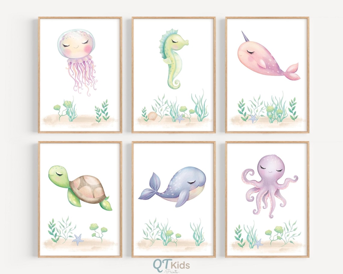 Nautical Nursery Decor | Under the Sea Wall Art Set | Ocean Nursery ...