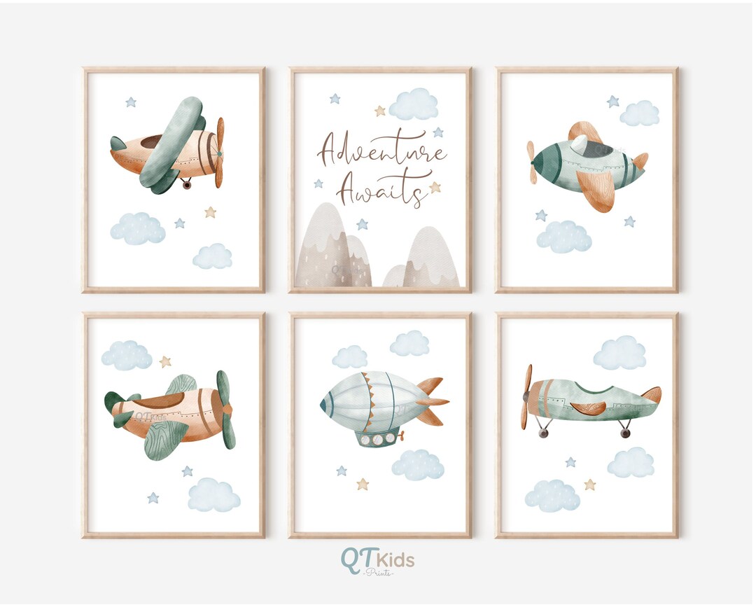 Airplane Nursery Prints, Boy Room Wall Art, Air Transport Prints Set of ...