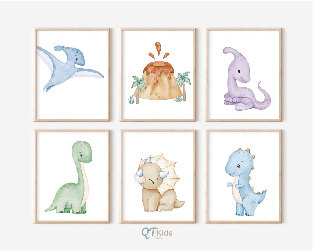 Dinosaur Nursery Prints, Baby Boy Room Printable Wall Art, Dino ...
