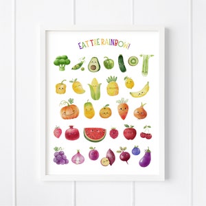 Fruits Vegetables Poster, Eat the Rainbow Print, Kids Playroom Printable Wall Art, Food Nutrition Classroom Education Print DIGITAL DOWNLOAD image 5