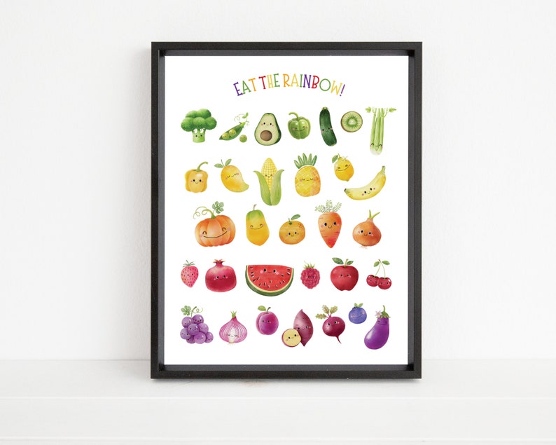 Fruits Vegetables Poster, Eat the Rainbow Print, Kids Playroom Printable Wall Art, Food Nutrition Classroom Education Print DIGITAL DOWNLOAD image 4