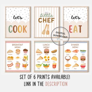Pretend Kitchen Playroom Printable Wall Art, Kids Playroom Prints, Food ...