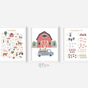 Farm Alphabet Numbers Prints ABC Poster Numbers 1-10 - Etsy