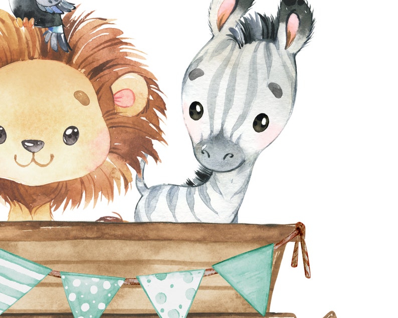 Safari Nursery Prints, Train Wall Art, Lion Elephant Zebra, Safari Animal Posters, Green Playroom Wall Art, DIGITAL DOWNLOAD image 9