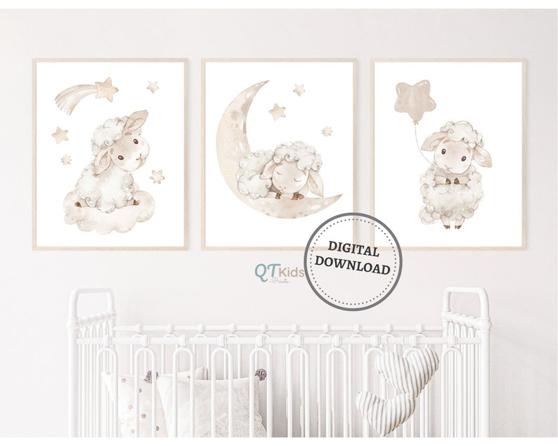 Schaf Poster, Schaf Poster, Sterne Mond schlafende Schaf Kunstdrucke