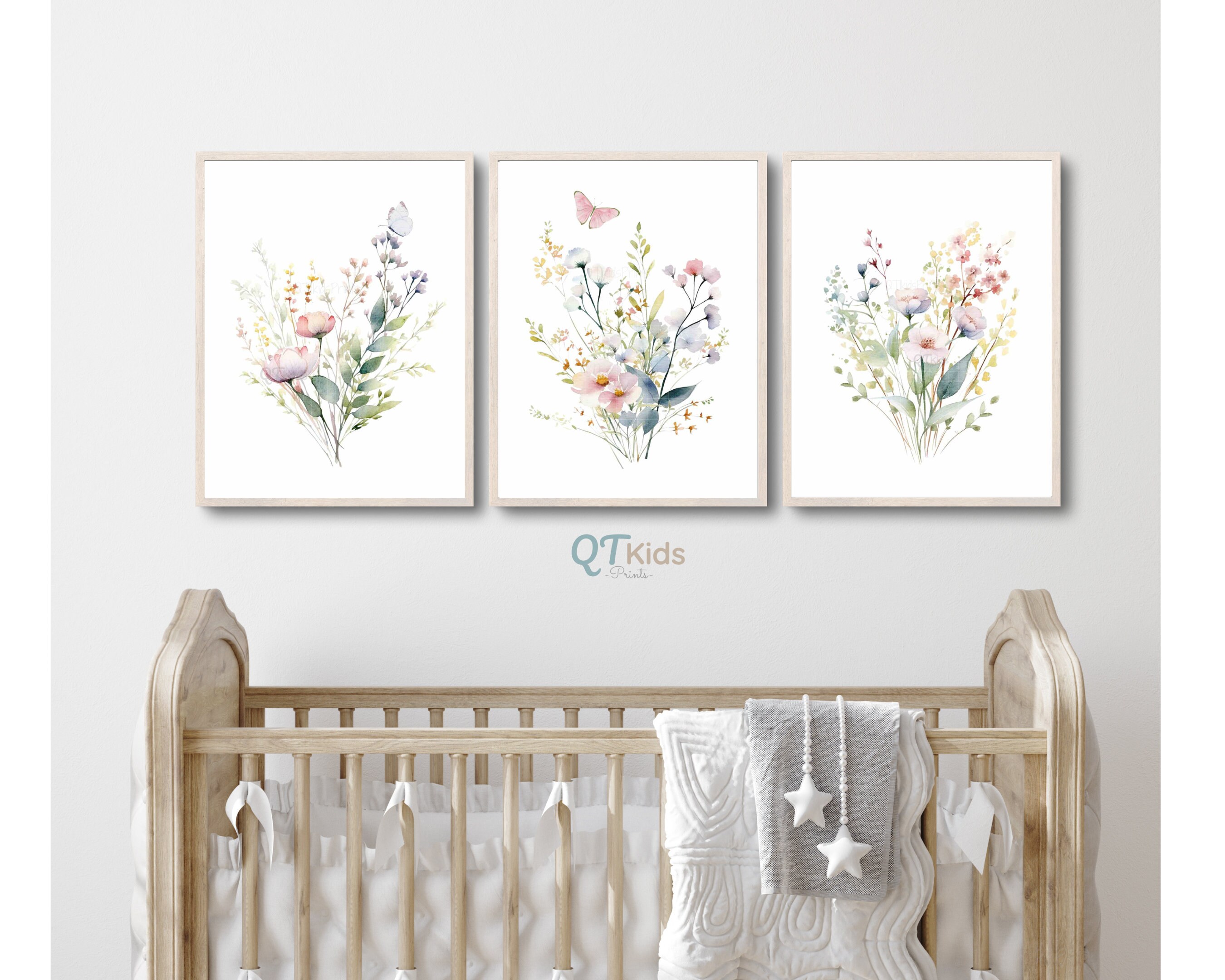 Wildflower Prints, Girl Nursery Wall Art, Blush Pink Playroom Print ...