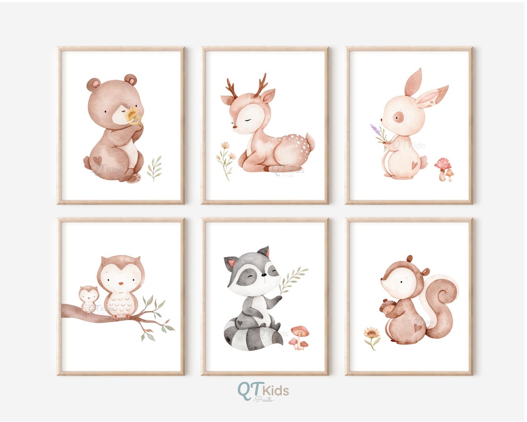 Woodland Nursery Prints, Baby Woodland Animals Printable Wall Art ...