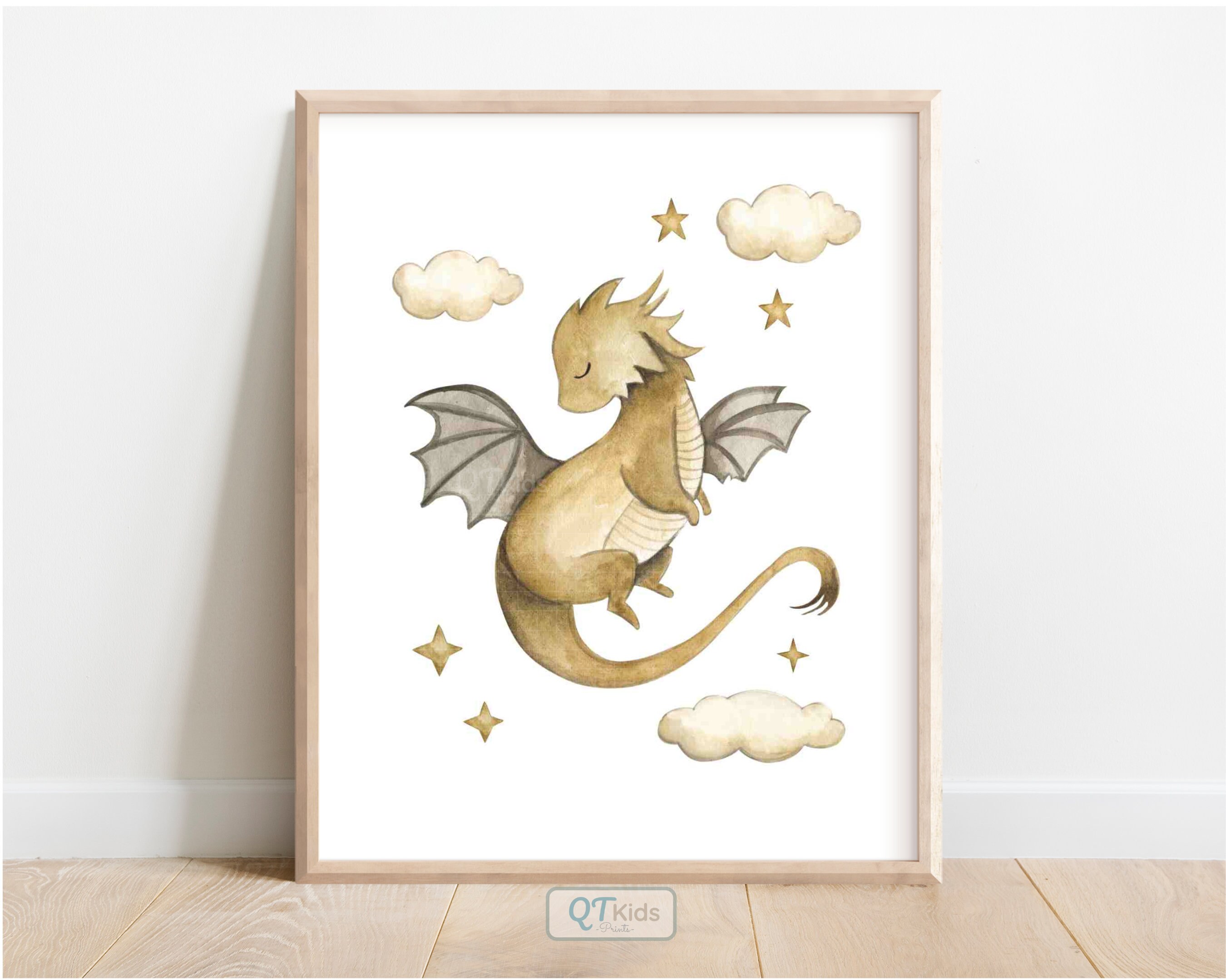 Personalized Dragon Nursery Print, Custom Name Wall Art, Dragon ...