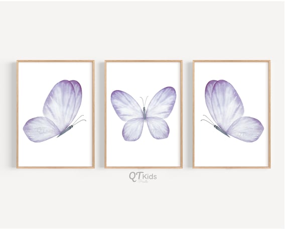 Butterfly Wall Art, Girl Nursery Printable Wall Art, Kids Room Wall Art, Girl Room Art Prints, Purple Butterfly Printable DIGITAL DOWNLOAD