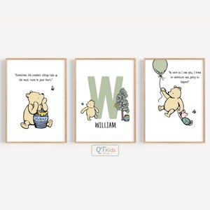 Winnie the Pooh Nursery Prints, Personalized Classic Winnie the Pooh Printable Wall Art, Quote Prints, Baby Shower Gift, DIGITAL DOWNLOAD