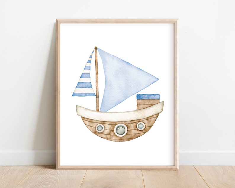 Nautical Nursery Prints Nautical Wall Art Watercolour Etsy