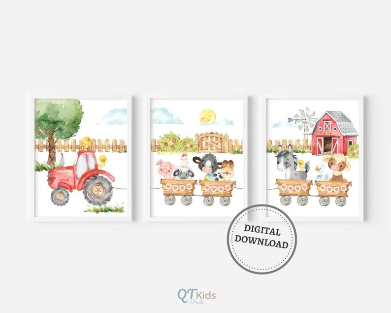 Farm Nursery Prints Farm Animal Art Prints Neutral Kids Room Etsy Canada