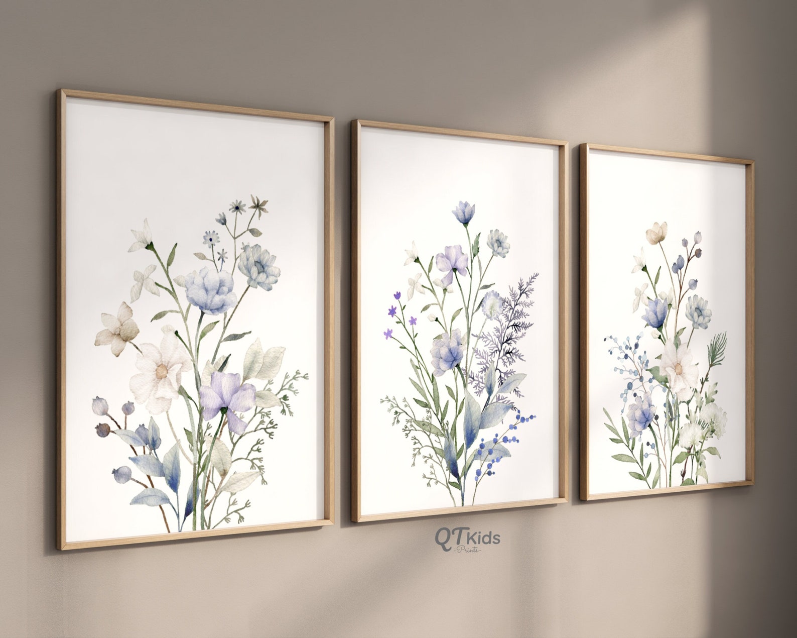 Wildflowers Nursery Prints, Girl Room Wall Art, Light Purple White ...