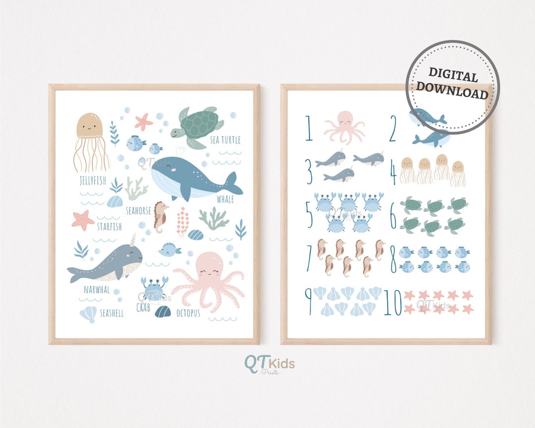 Sea Animals Prints, Under the Sea Nursery Decor, Ocean Animals ...