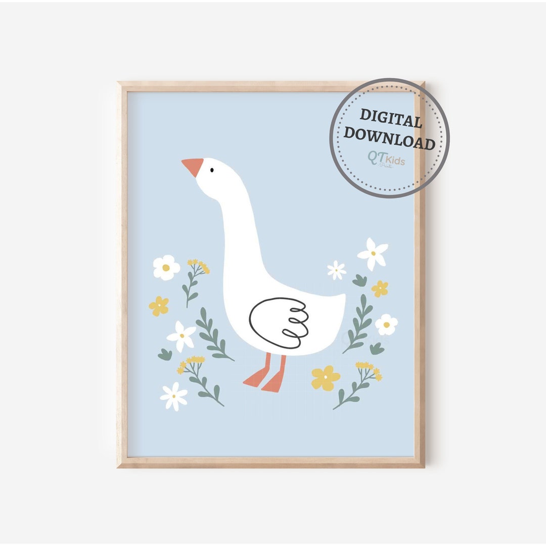 Farm Nursery Print, Kids Room Farm Decor, Goose Printable Wall Art ...