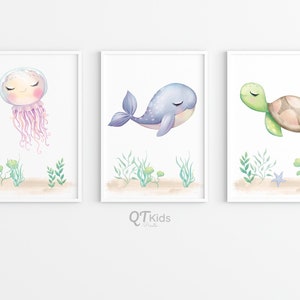 Nautical Nursery Decor | Under the Sea Wall Art Set | Ocean Nursery ...