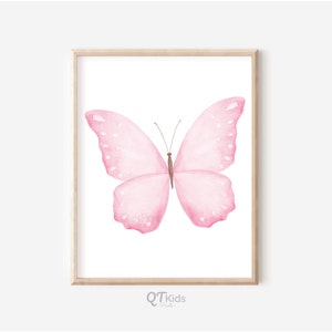 Vlinder kunst aan de muur, meisje kinderkamer afdrukbare muur kunst, kinderkamer kunst aan de muur, meisje kamer kunstafdrukken, roze vlinder afdrukbare kunst DIGITALE DOWNLOAD