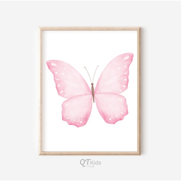 Butterfly Wall Art, Girl Nursery Printable Wall Art, Kids Room Wall Art, Girl Room Art Prints, Pink Butterfly Printable Art DIGITAL DOWNLOAD