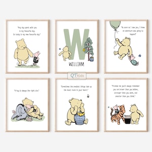 Winnie the Pooh Nursery Prints, Personalized Classic Winnie the Pooh Printable Wall Art, Quote Prints, Baby Shower Gift, DIGITAL DOWNLOAD