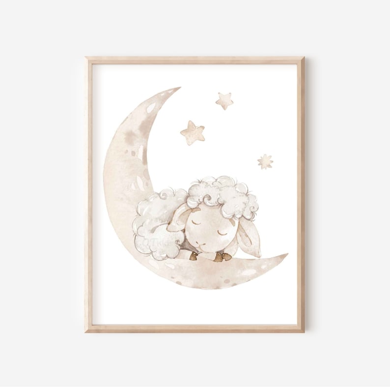 Schaf Poster, Schaf Poster, Sterne Mond schlafende Schaf Kunstdrucke