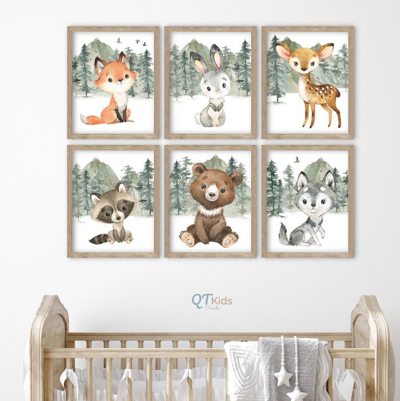Woodland Animal Prints Forest Animal Nursery Wall Art Etsy Canada
