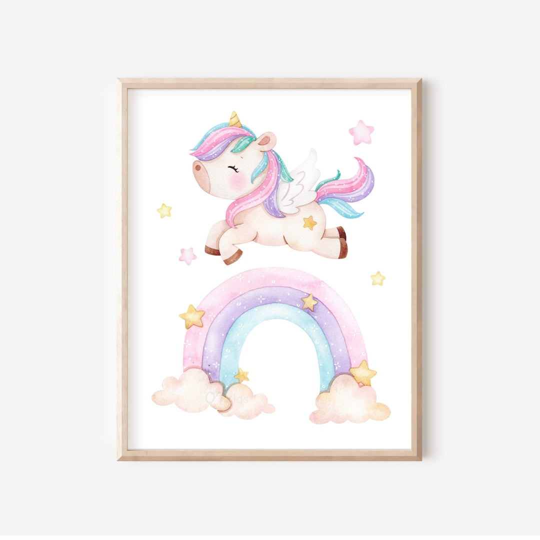 Unicorn Prints, Girl Room Printable Wall Art, Playroom Unicorn Wall Decor, Girl Nursery Prints ...