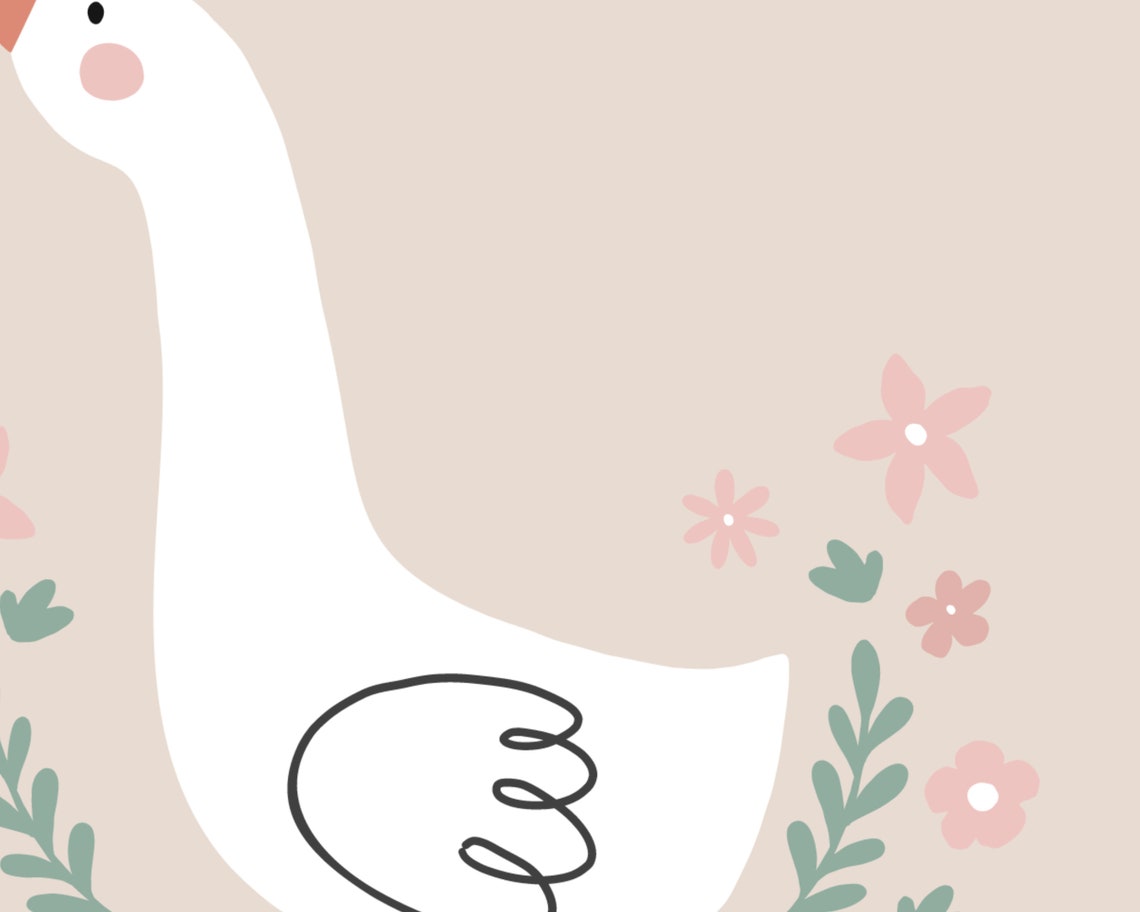 Farm Nursery Print, Girl Room Farm Decor, Goose Printable Wall Art ...