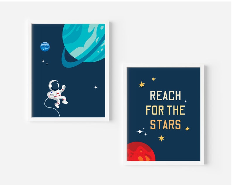 Space Printable Wall Art Boy Room Space Decor Astronaut Etsy