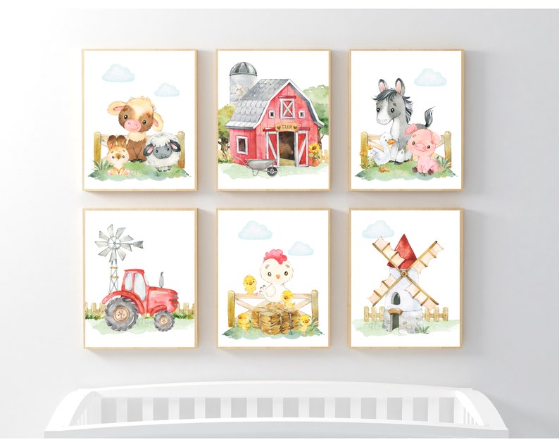 Farm Animal Prints Farm Nursery Printable Wall Art Farm Etsy