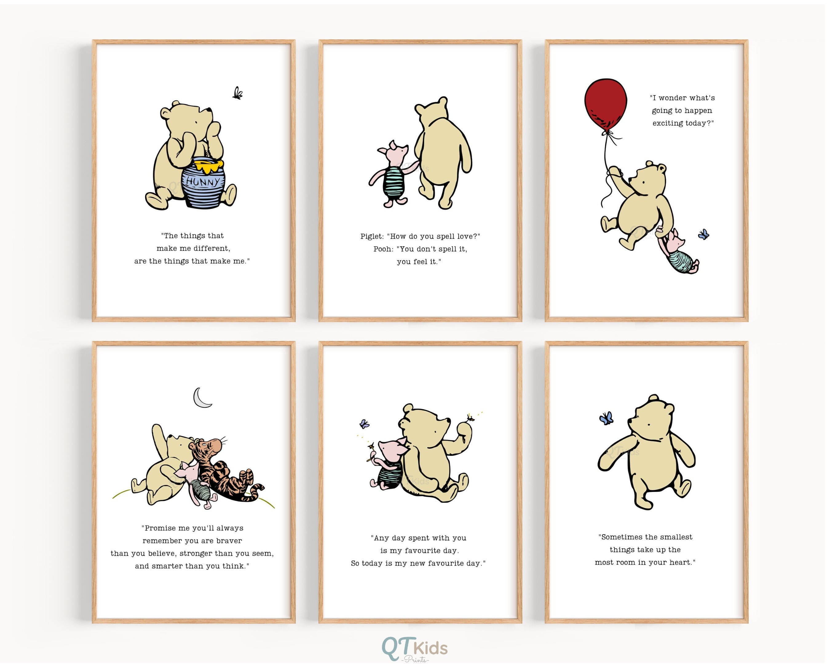 Winnie the Pooh Quotes Print Set, Classic Winnie the Pooh Printable ...