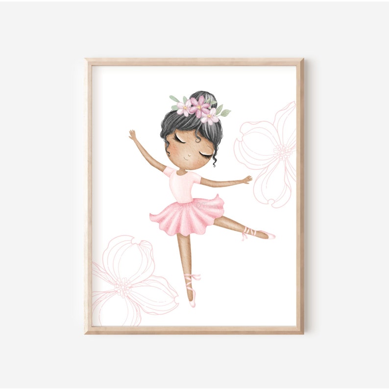Ballerina Nursery Prints, Swan Girl Nursery Printable Wall Art, Baby Girl Room Decor, Pink Floral Swan Princess Prints, DIGITAL DOWNLOAD image 3