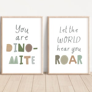 Dinosaur Kids Room Prints, Set of 6 Dino Posters, Boy Room Printable ...
