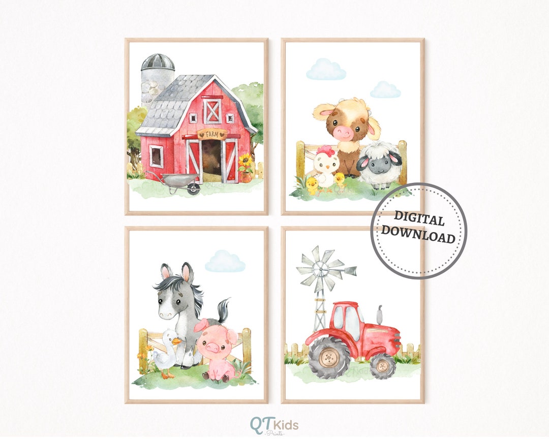 Farm Nursery Prints, Farm Animal Printable Wall Art, Kids Room Farm ...