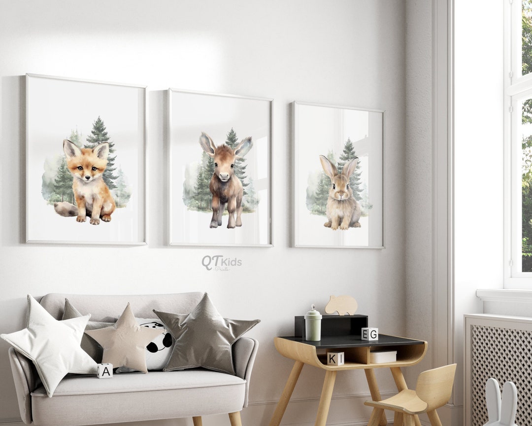 Woodland Animal Prints, Forest Nursery Printable Wall Art, Boy Nursery ...
