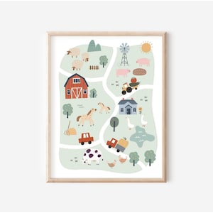 Bauernhof Kinderzimmer Druck, Bauernhof Tier druckbare Wandkunst, Kinderzimmer Bauernhof Dekor, Bauernhof Karte Poster, Boho Bauernhof Kindergarten Druck, DIGITALER DOWNLOAD