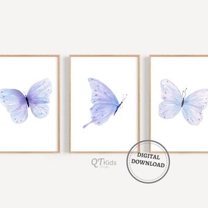 Butterfly Wall Art, Girl Nursery Printable Wall Art, Kids Room Wall Art, Girl Room Art Prints, Purple Butterfly Printable DIGITAL DOWNLOAD