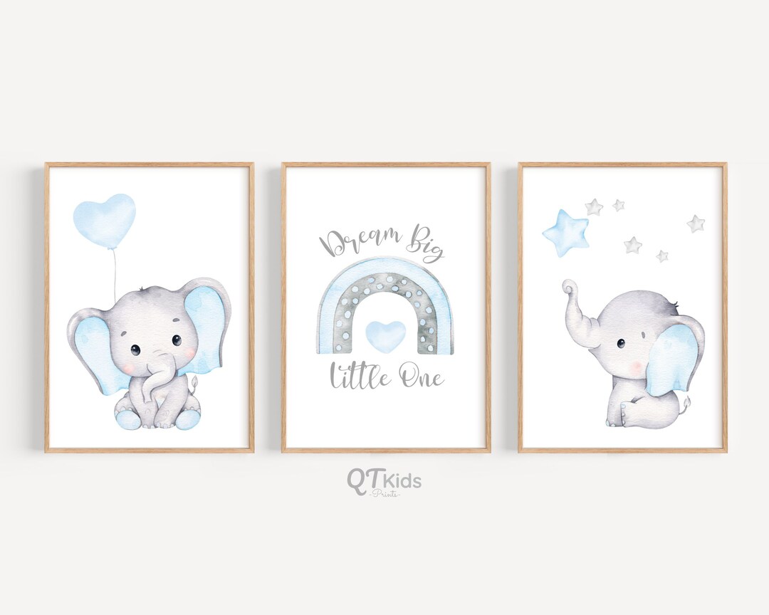 Elephants Nursery Prints, Baby Boy Room Wall Art Prints, Boy Nursery ...