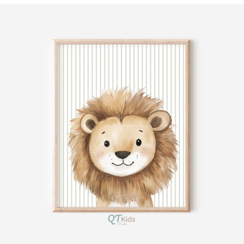 Safari Nursery Prints, Elephant Zebra Lion Monkey, Jungle Animal Portraits, Boho Sage Kids Bedroom Playroom Wall Art Decor, DIGITAL DOWNLOAD image 6