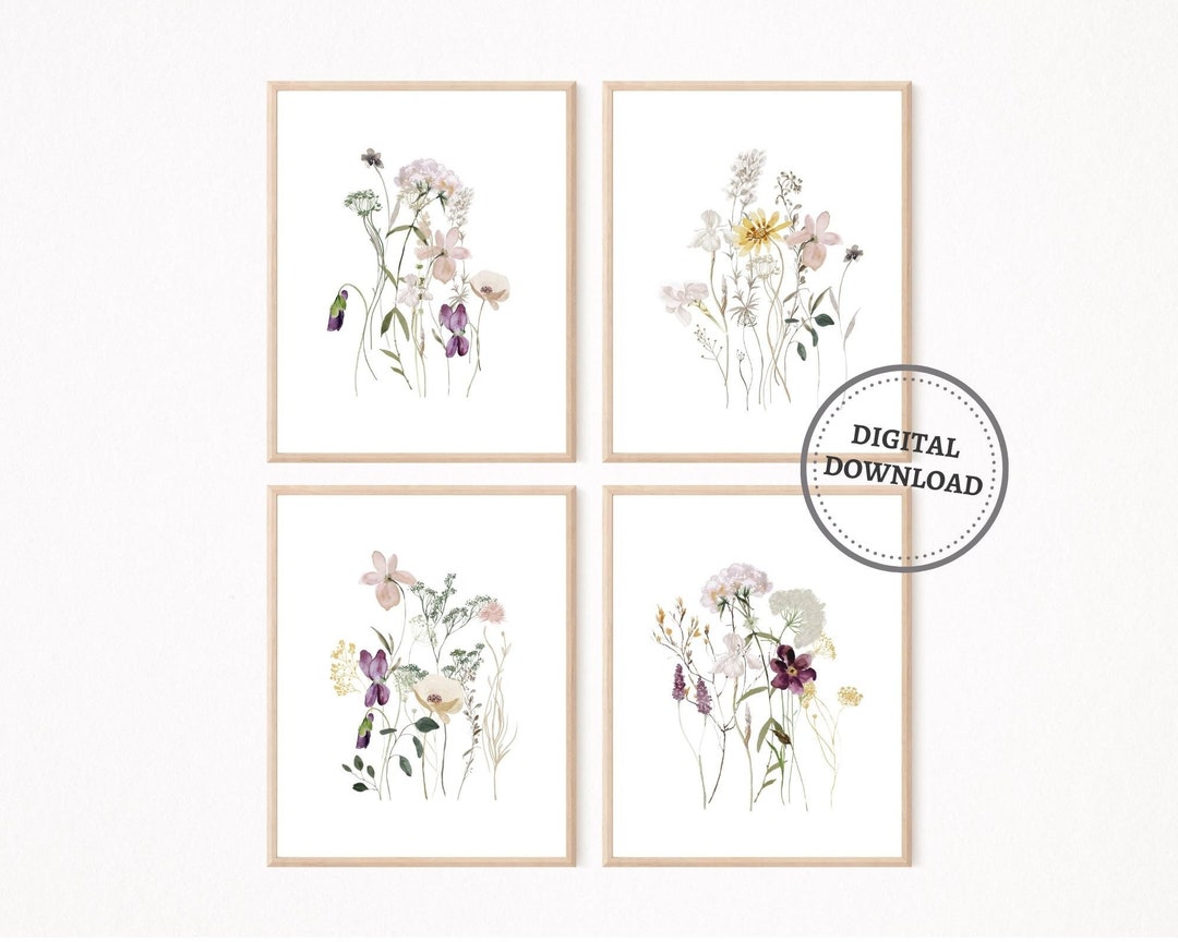 Girl Floral Nursery Prints, Wildflowers Botanical Prints, Watercolour ...
