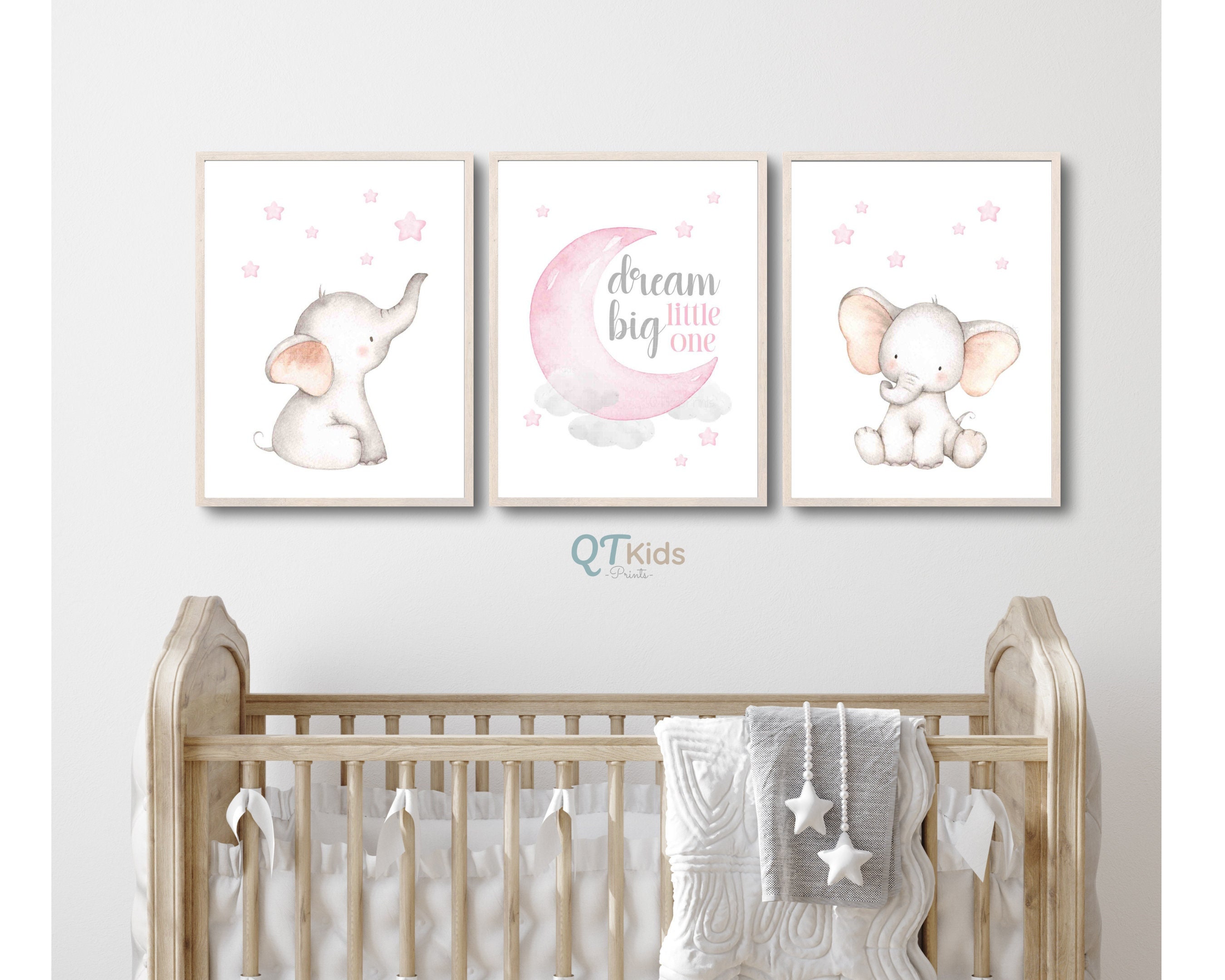 Elephant Nursery Prints, Dream Big Little One, Pink Nursery Printable ...