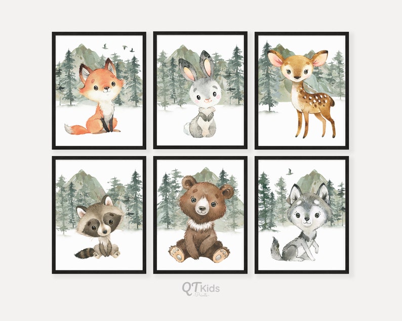 Woodland Animal Prints Forest Animal Nursery Wall Art Etsy Canada
